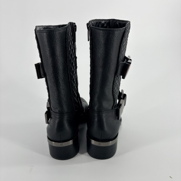 Vince Camuto Boots Womens 6 Welton Riding Mid-Calf Side Zipper Black Leather - Picture 2 of 10